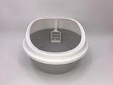 YES4PETS 2 x Grey Round Portable Cat Toilet Litter Box Tray with Scoop V278-89873-ROUND-LITTER-TRAY