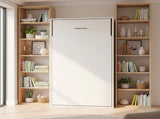 Single Wall Bed in White Gloss Space Saving Murphy Bed Kit with Black Door Handle V63-953801