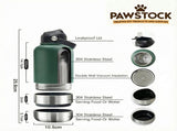 Pawstock 3-in-1 Insulated Dog Water Bottle with Dual Bowls 1L Stainless Steel Travel Bottle-Aqua V1242-HD-16-0003