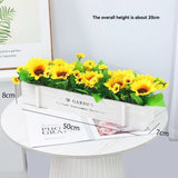 faux potted plant, sunflower, wooden box, home decor, Australia, living room tabletop V1106-112-23547-MLT-15