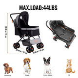 VEVOR Pet Stroller, 4 Wheels Dog Stroller Rotate Brakes, 44lbs Weight Capacity, Puppy Stroller V952-CWTCCGK4QSHSU0H92V0