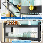 85cm Double Tier Enclosed Dish Drying Rack Holder Drain caddy Kitchen Drainer Storage Over Sink V255-85CM-DT-ENC