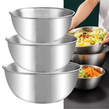 3-Piece Thickened Stainless Steel Mixing Bowl Set, 2000ml, 1200ml, and 700ml with Measurement Marks, V1370-AZ4-17200