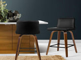 Artiss 2x Bar Stools Swivel Leather Padded Wooden BA-TW-8836-WALX2-AB