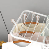 Double Wing Floor Folding Drying Rack For Clothes Quilt Towel-White V1161-108152