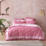 Logan and Mason 250TC Gatika Pink Cotton Sateen Quilt Cover Set Queen V442-LED-QUILTCS-GATIKA-PINK-QS