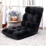 Artiss Floor Lounge Sofa Bed Flannel Fabric Black FLOOR-SBL-M193-S-BK