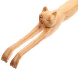 Wooden Cat Shaped Back Scratcher Massage Tool for Relaxation, Non-Slip Handle V1369-AZ3-W-11368