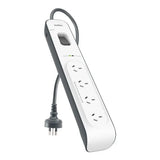 Belkin SurgeMaster 4-Outlet Surge Protection Strip - White/Grey , 2M Power Cord, 525 V1202-V2-MPAB4OSPSMPC