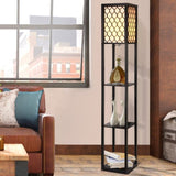 Artiss Floor Lamp 3 Tier Shelf Storage LED Light Stand Home Room Pattern Black LAMP-FLOOR-SF-3017-B-BK
