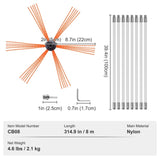 8 m Chimney Sweep Kit, w/ 8Reinforced Nylon Flexible Rods, Ergonomic Chimney Cleaning Brush, V952-YCS26YC1PCS8SK8QRV0