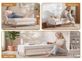 Artiss Storage Ottoman Boucle Padded Seat Footrest Hidden Storage Cream White OTM-C-TED01-CR