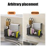 Kitchen Sink Caddy Organizer 304 Stainless Steel Sponge Soap Brushes Dispenser Holder with Rag Rack V1294-YM0717-10122830