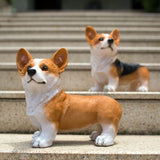 Dog Statue Vivid Cute Style Small Compact Resin Material Corgi Ornament for Gardens Indoor Desks V1294-YM0717-3111220225011