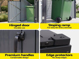 Giantz Bin Shed Triple Wheelie Waste Bins Storage Steel Garden Enclosure Grey SHED-3BIN-STEEL-BK-AB