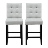 Artiss 2x Bar Stools Kitchen Dining Chairs Counter Fabric Stool Wooden Ada Grey UPHO-C-BAR-2501-GYX2