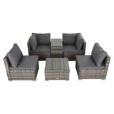 Outdoor Modular Lounge Sofa with Wicker End Table Set V264-OTF-530S-LGR-OTF-507-LGR