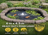 Heavy Duty 0.5mm HDPE Pond Liner Waterproof Sheet 4.5m x 6m for Garden & Fish Ponds V324-PDLINER45X6