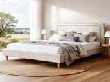 Artiss Queen Bed Frame Platform Bed Base Upholstered Headboard Linen Fabric Beige BFRAME-ZORA-RIVE-Q-GR