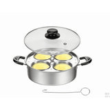Egg Poacher Cookware, NonStick 4Cup Poached Egg Maker Pan with Glass Lid, Stainless Steel Rust V1370-AZ4-16676