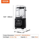 VEVOR Professional Blender with Shield, Commercial Countertop Blenders, 2L Jar Blender Combo, V952-TSSBJ20L1600W4DTQV3