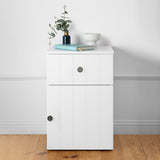 PORTO BEDSIDE TABLE - WHITE - VJ PANEL - ROUND BLACK V164-ECS13WVB06B