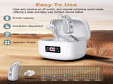 Rechargeable Behind-the-Ear Hearing Aids with Charging Case & LCD Display Compact Sound Amplifier V1107-CS-BCYS802