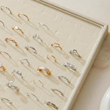 Large Velvet Jewelry Tray Display Drawer Inserts 2 Pack Stackable Jewelry Organizer for Earring V1107-107-83531-GRY-RING81SLOTS