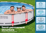 Bestway Swimming Pools 427cm x 107cm Steel Above Ground Round Backyard Pool Set White BW-POOL-R-427-56949