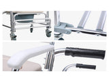Mobile Shower Toilet Commode Chair Bathroom Aluminum Bedside Footrest Wheelchair V201-GBA0581WH8AU