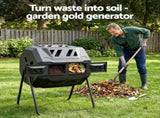 Gardeon Compost Bin Dual-Chamber 160L Composter Tumbler Rotating Garden Recycle Food Waste CBIN-DUAL-TBL-BK