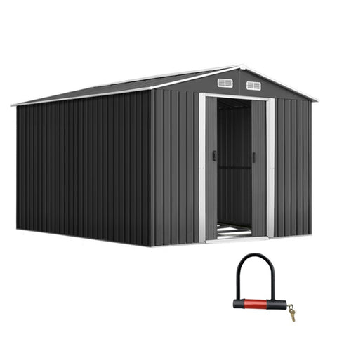 Giantz Garden Shed 2.6x3.9M w/Metal Base Sheds Outdoor Storage Workshop Tool Shelter Sliding Door SHED-GAB-12X8X6-BS-ABC