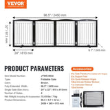 VEVOR Free Standing Dog Gate 32x96.5 inch Freestanding Pet Gate Foldable Brown V952-KZDMZCWMZSSMB53FTV0