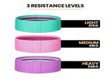 PROFLEX 3-Piece Hip Resistance Band with Storage Bag, Green, Pink, Purple Pack V219-FTNRBSFT3GPA