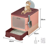 Top-Entry Cat Litter Box with Drawer-Enclosed Design, Easy Clean, Odor Control, Anti-Tracking Lid V888-ELOSUNG10175