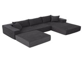 Artiss Modular Sectional Sofa Bed U-Shape 4-Seater Couch Chaise Ottoman Corduroy SB-C-CDF-L-GY-AB