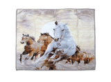 Running Horses 750gsm 3.5kg Double Layer 3D Print Faux Mink Blanket Queen V442-YTL-BLANKET-750GSMHORSES-GREY-QS