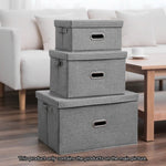 SOGA Grey Super Large Foldable Canvas Storage Box Cube Clothes Basket Organiser Home Decorative Box SBOX004