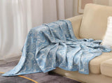 Blue Luxurious Paisley Jacquard Throw Blanket - Soft Wool Blend with Tassels, 120x150cm, Lightweight V888-ELOSUNG27667