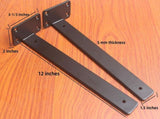 12 inch Black Hidden L Shelf Bracket Iron Floating Shelf Brackets Rustic V1107-117-69629-BLK-4PACK
