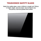 Toughened 90cm x 75cm Black Glass Kitchen Splashback V63-800207