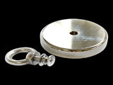 Round Neodymium Fishing Magnet with Countersunk Hole and Eyebolt, 500 LBS pull V63-821733