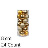 24 Pieces Plastic Electroplated Festive Decor Spheres, Gold 8cm Shiny Balls to Beautify Christmas V1221-XM-LB4788-ZS118