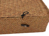3 Pcs Hand Woven Storage Box Stationery Snacks Jewelry Storage Woven Basket with Lid for Home V1294-YM0901-3115250090311