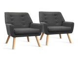 Artiss 2X Armchair Lounge Chair Accent Tub Chair Charcoal ANNE UPHO-B-ARM04-CHAX2