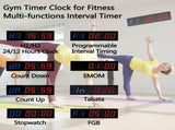 LED Gym Clock Interval Timer, 1.5in Metal Count Down/Up Programmable Stopwatch Adjustable Volume V1370-AZ4-00642
