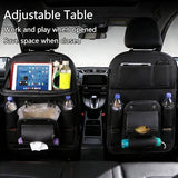 3.15"D x 17.7"W x 25.2"H Universal Premium Leather Foldable Backseat Organizer with Table Tray, V1107-799-14372-GRY-2PACK