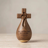 Wood Tumbler Figurine, Engraved Bible Verse Decor, Weighted Gold Base, Inspirational Desk Decor, for V1369-AZ3-W-12236