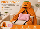 Carrot Hooded with Sakura Pink Memory Foam Lumbar Support Pillow, Cozy Wearable Throw V888-ELOSUNG54176