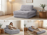 Artiss 1 Seater Corduroy Convertible Sofa Bed Pull Out Boneless Couch Grey SBED-M-FLD05-1S-GY
